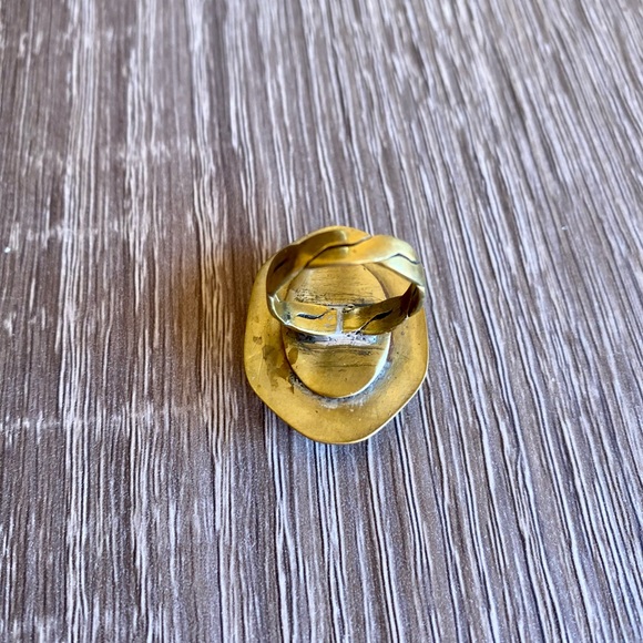 Brass and turquoise statement ring - Picture 4 of 5